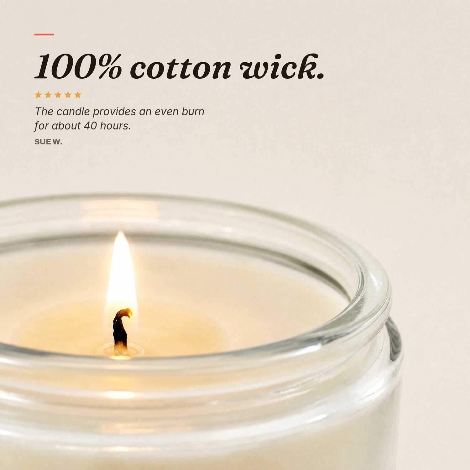 Lit candle with a 40+ hour burn