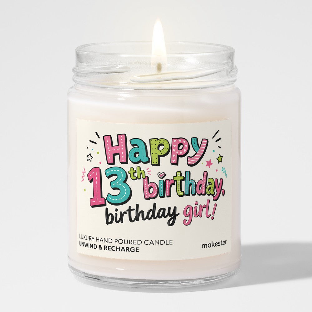 Thirteen Birthday Girl Candle