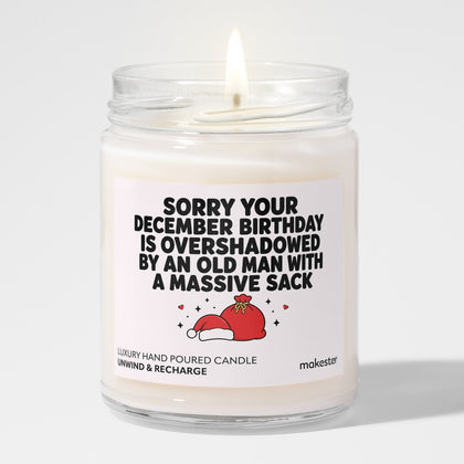 December Birthday Overshadowed Candle