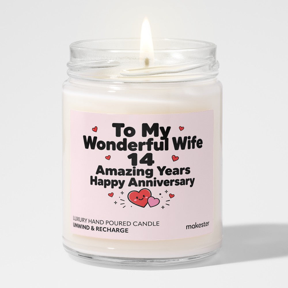 Wife Fourteenth Anniversary Candle