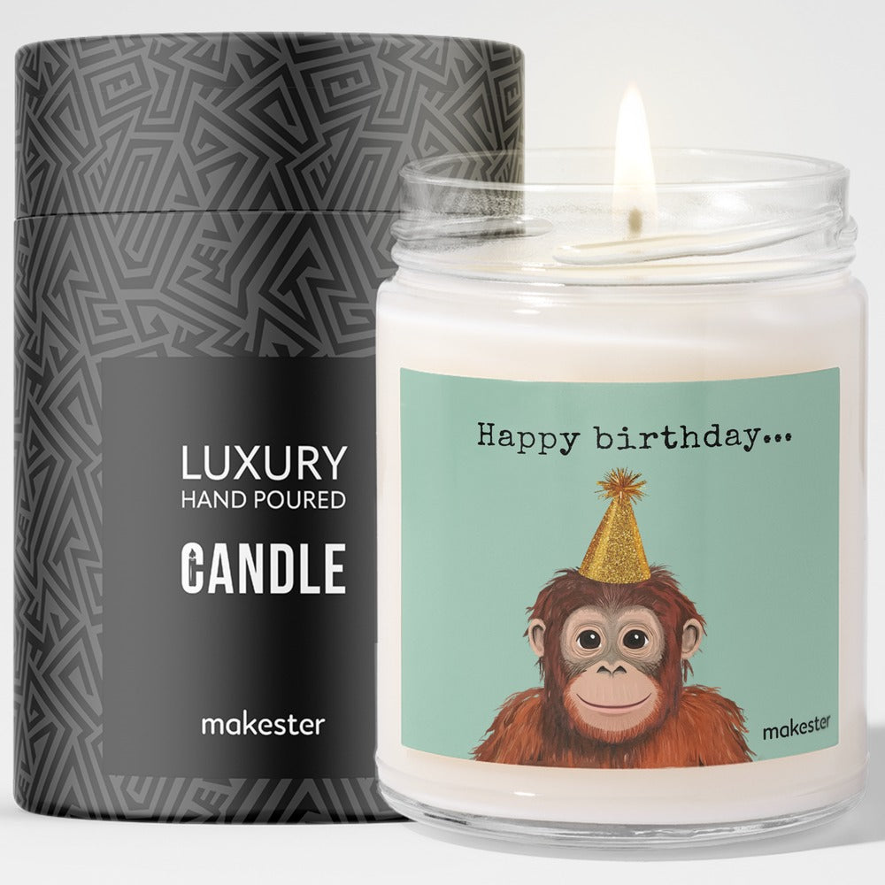 Orangutan with gift tube