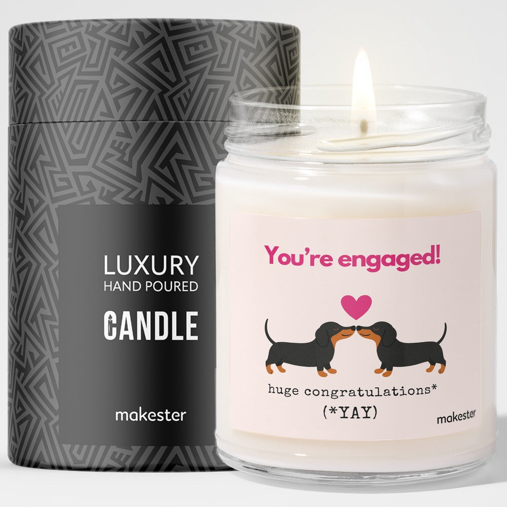 Dachshund Lovers Engagement with gift tube